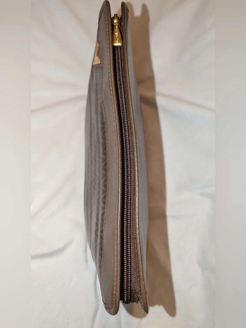 MARIO VALENTINO Coated Canvas Medium Clutch Bag Brown GUC